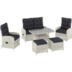 Lounge-Set Kalgan 6-teilig Wicker Eisgrau (B-Ware)