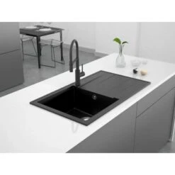 Miló Einbauspüle Granitverbundstoff Luxuria 86 Schwarz -Gartenwelt Verkauf 5903140018230 30